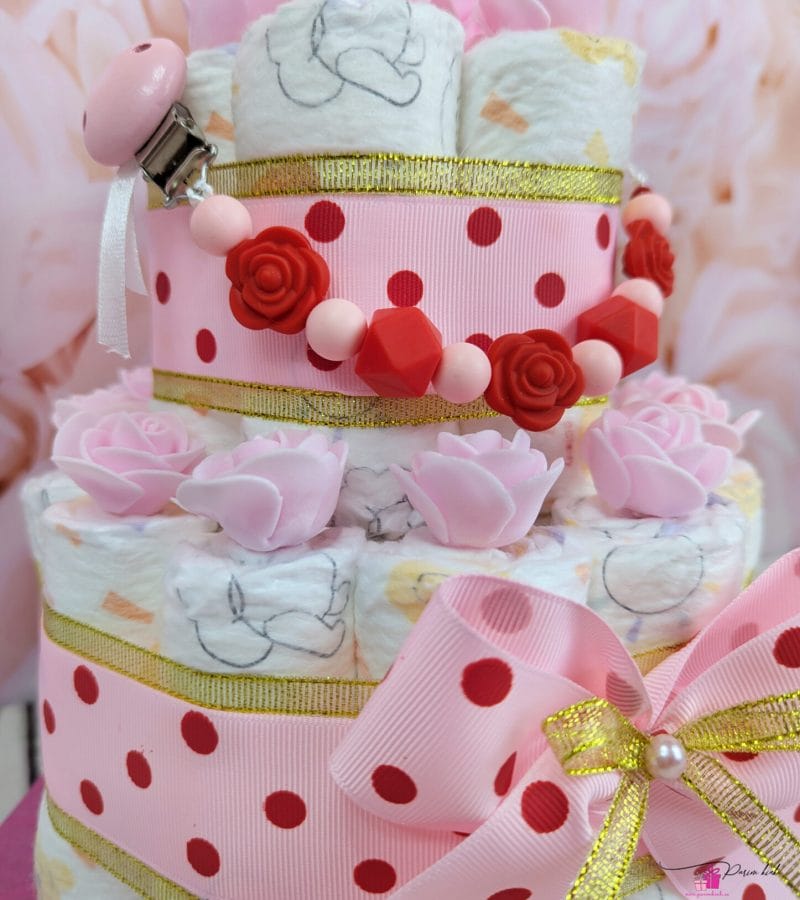 Roosa täpiline mähkmetort lutiketiga 2 Roosa täpiline mähkmetort lutiketiga 2