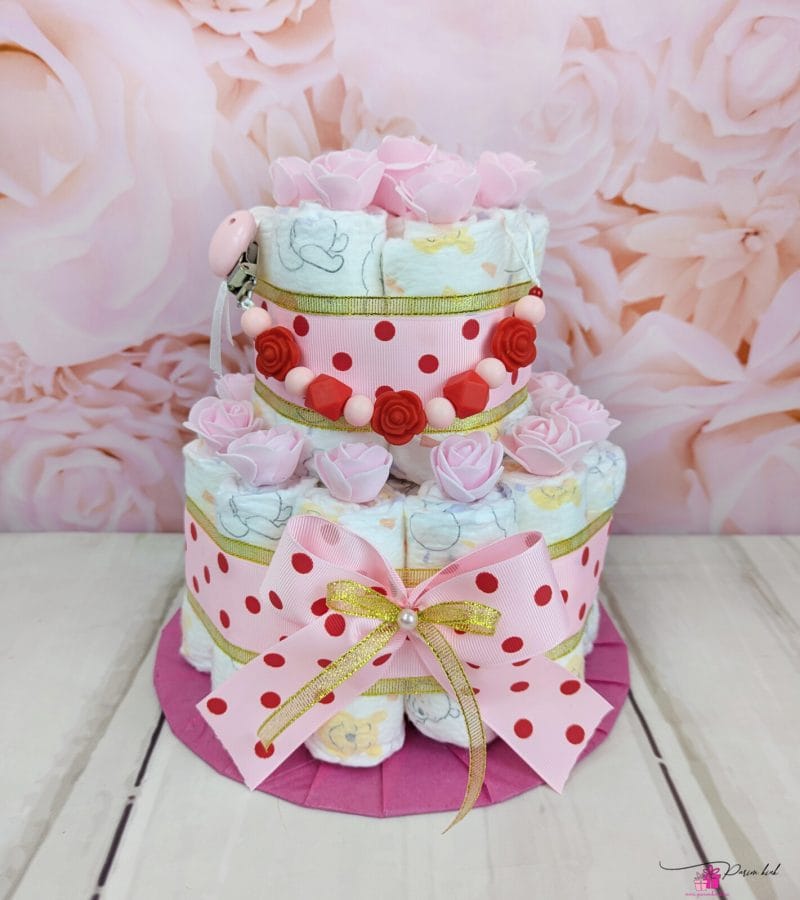 Roosa täpiline mähkmetort lutiketiga Roosa täpiline mähkmetort lutiketiga