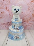 sinine-hõbe mähkmetort karuga