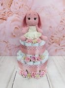 Roosa mähkmetort käsitöö amigurumi jänkuga 3