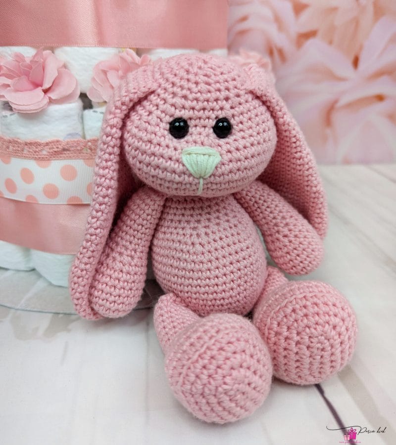 roosa täpiline mähkmetort amigurumi jänkuga6 roosa täpiline mähkmetort amigurumi jänkuga6