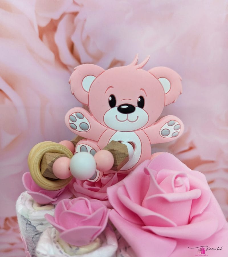 Roosa mähkmetort närimisrõngaga Roosa mähkmetort närimisrõngaga