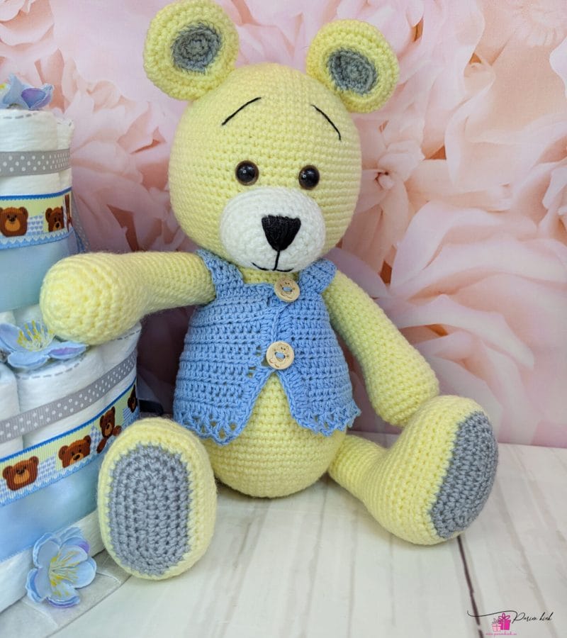 kollane mähkmetort amigurumi mõmmiga 1 kollane mähkmetort amigurumi mõmmiga 1